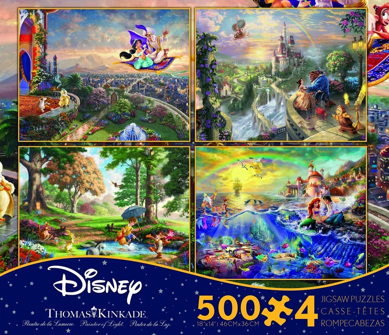 Disney 4-in-1 Multipack, Tomas Kinkade (Aladdin, Beauty & Beast, Pooh, Ariel)