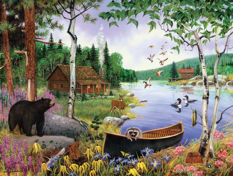Black Bear & Cabin, J. Charles (550pcs)