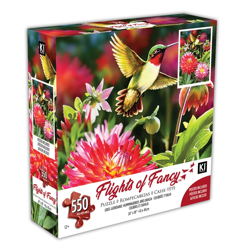 Flights of Fancy - Hummingbirds & Dahlia , Greg Giordano (550pcs)
