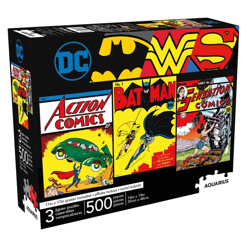 DC Comics - Batman, Superman, Wonder Woman (3 x 500pc Puzzles)