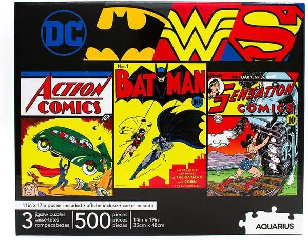 DC Comics - Batman, Superman, Wonder Woman (3 x 500pc Puzzles)
