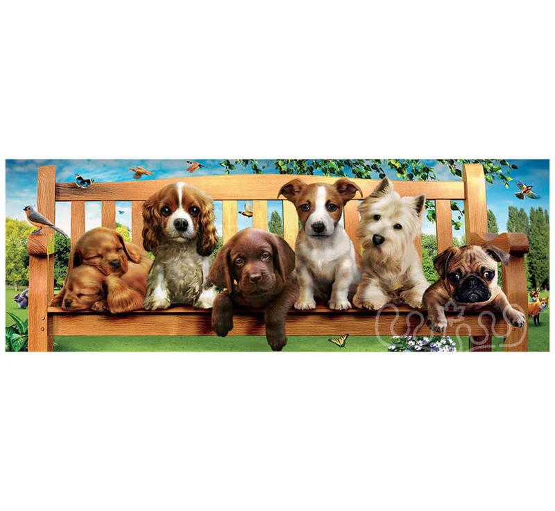 Puppies On The Bench (Panorama)