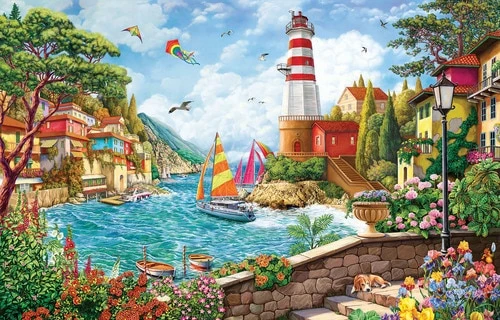 Lighthouse and Sailing Boat