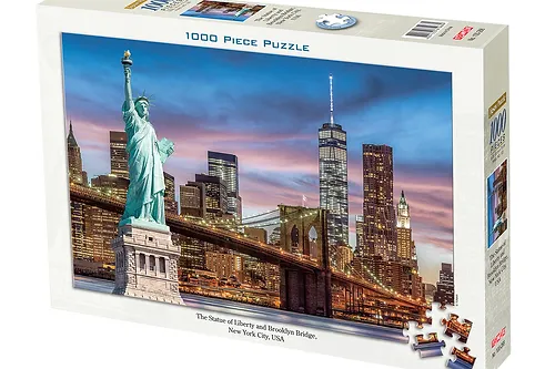 The Statue of Liberty and Brooklyn Bridge