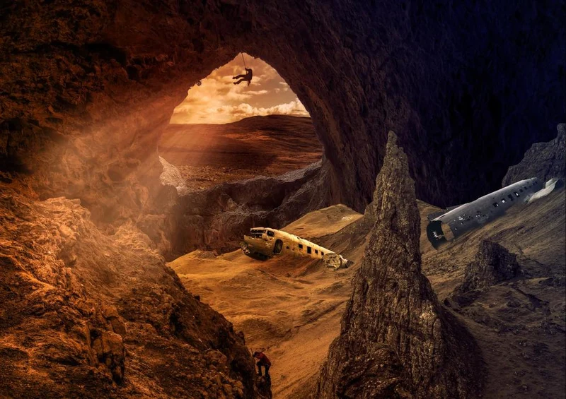 20863 Orte - Flugzeug in Höhle Puzzle