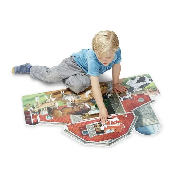 Busy Barn Yard Shaped Floor Puzzle