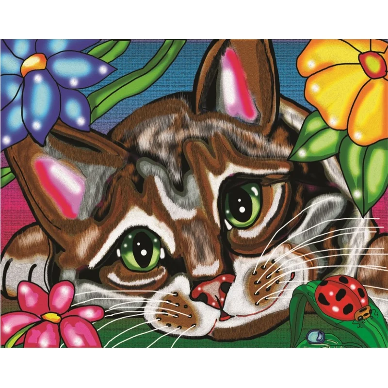 Chat dans les Fleurs/ Cat in the Flowers, Diamond Painting