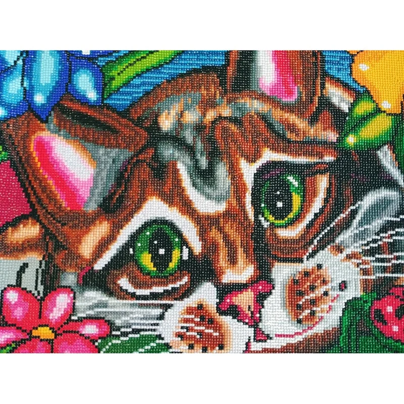 Chat dans les Fleurs/ Cat in the Flowers, Diamond Painting