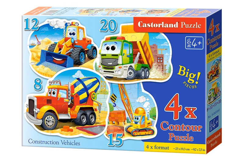 Construction Vehicles, 4 Puzzles