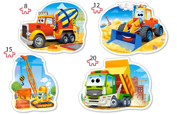 Construction Vehicles, 4 Puzzles