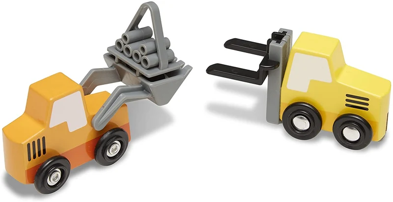 Construction Site Vehicles with Wooden Storage Tray