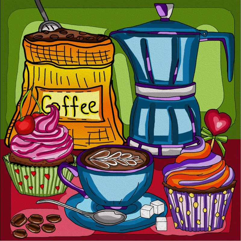Pause-Cafe/ Coffee Break, Diamond Painting