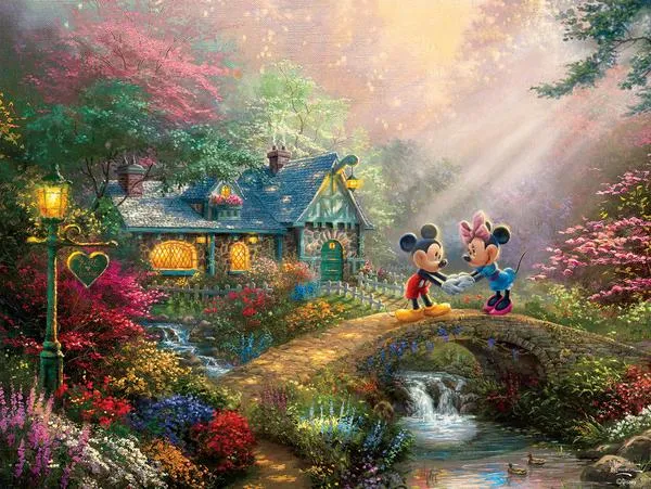 Mickey and Minnie Sweetheart Bridge, Thomas Kinkade Disney