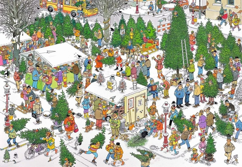 Christmas Tree Market, Jan van Haasteren
