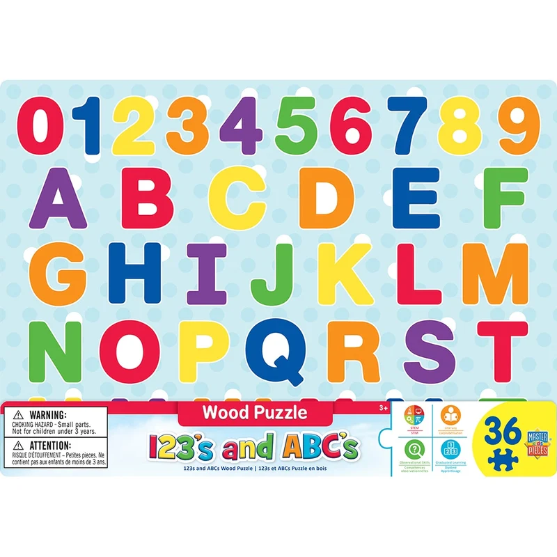 ABC & 123 - 36 Wood Piece Puzzle (Tray Puzzle)