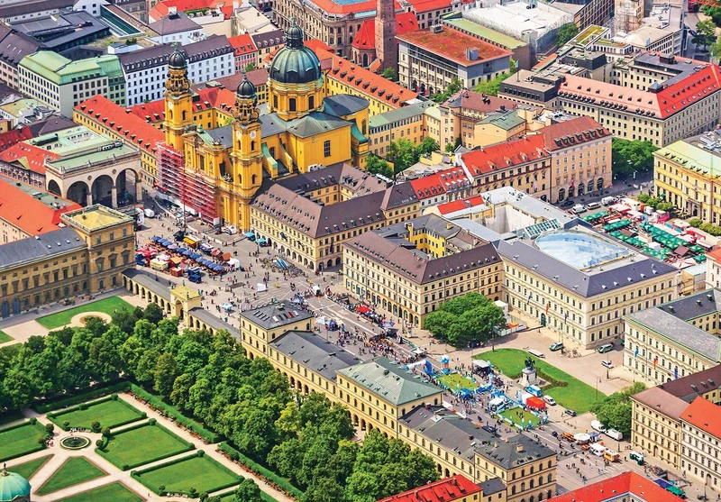 Hofgarten and Theatiner Church at Odeonsplatz, Munich, Germany