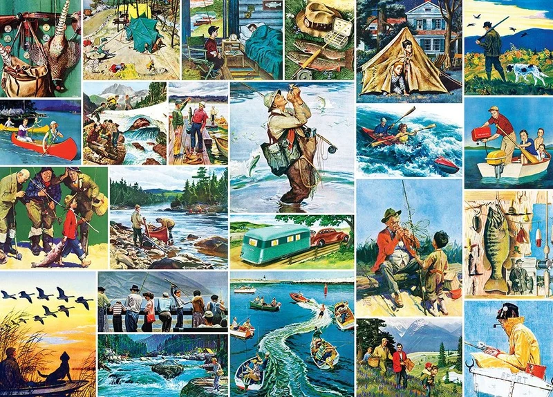 Outdoors Collage, Norman Rockwell - The Saturday Evening Post