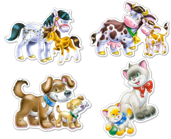 Animals with Babies (4x Shaped Puzzles)