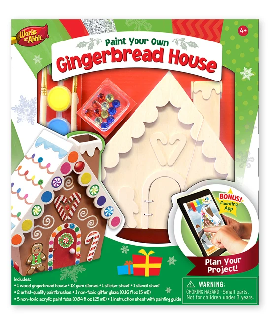 Ginger Bread House Wood Kit, Paint Your Own