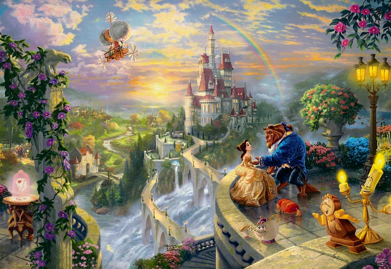 Beauty and the Beast Falling in Love, Thomas Kinkade