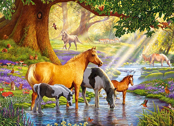 Horses by the Stream, 300 Pieces, Steve Crisp
