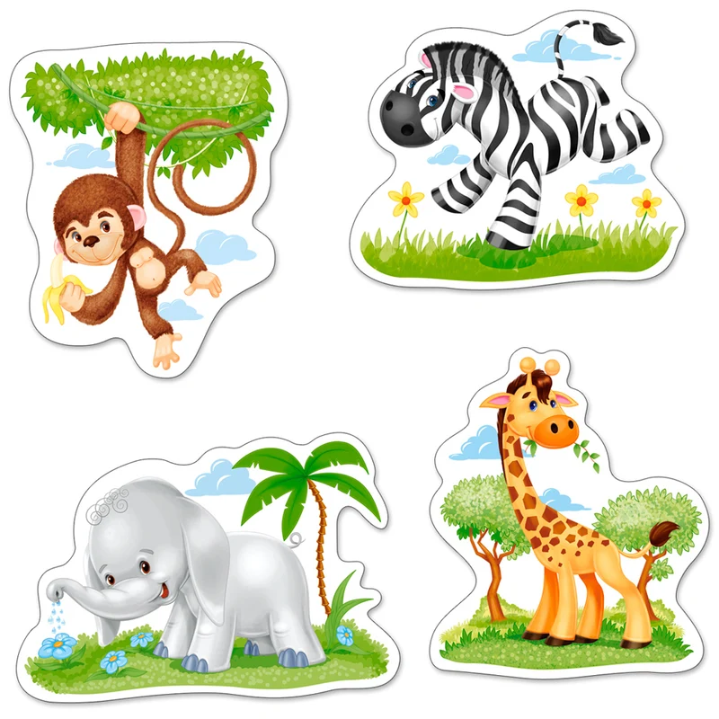 African Animals (4x Shaped Puzzles)
