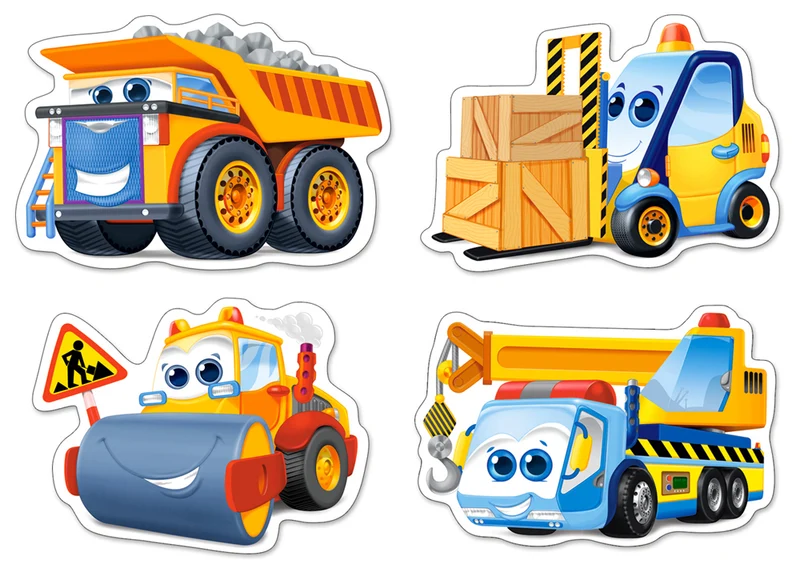 Funny Building Machines (4x Shaped Puzzles)