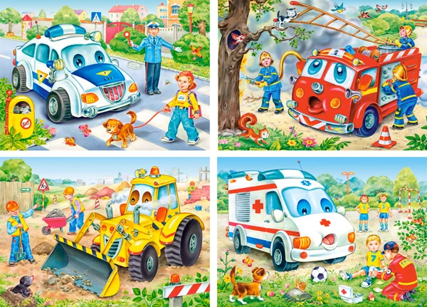 Funny Vehicles (4x Puzzles)