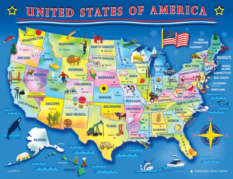 USA Map (USA Carte), Giordano Studios, LLC.