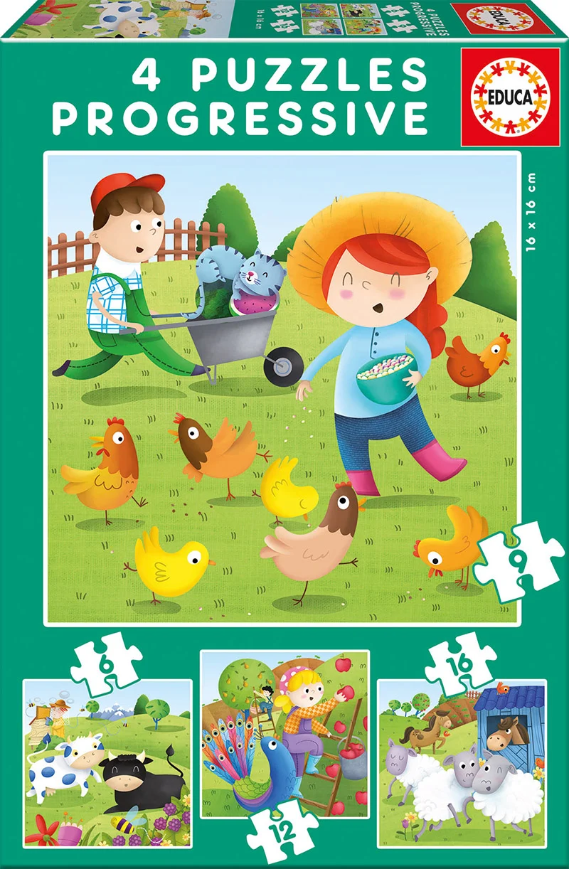 Farm Animals (Animaux de la Ferme) X4 Puzzles