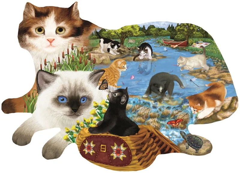 Fishing Kittens, Ashley Davis (Shaped Puzzle)