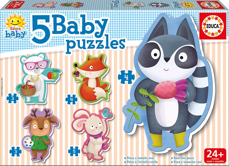 Baby Animals (Petits Animaux) - 5 Baby Puzzles
