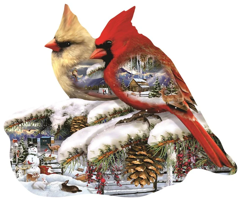 Winter Cardinals, Lori Schory (Shaped Puzzle)
