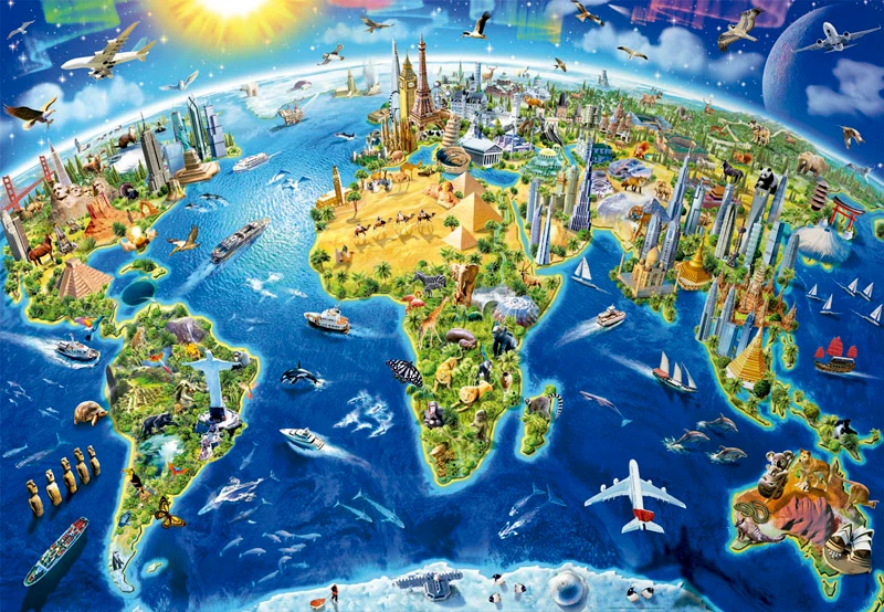 World Landmarks Globe, Adrian Chesterman (2000pcs)