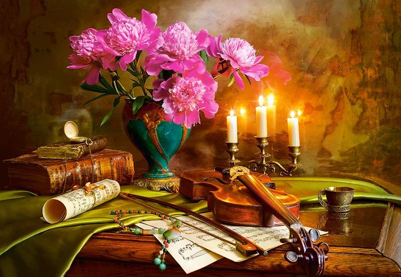 Still Life with Violin and Flowers