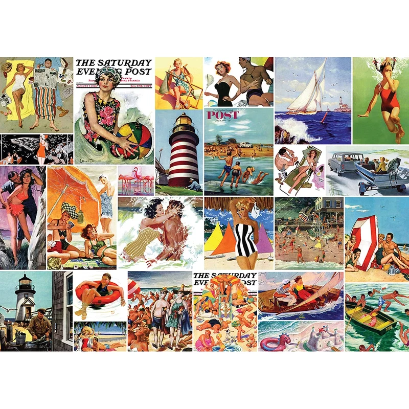Beachtime Collage, Norman Rockwell - The Saturday Evening Post
