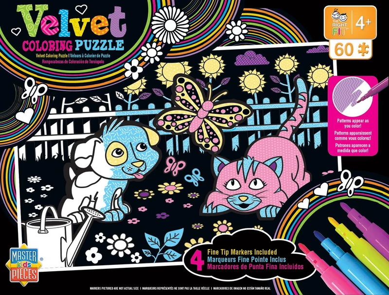 Velvet Colouring Puzzle - Puppy and Kitty