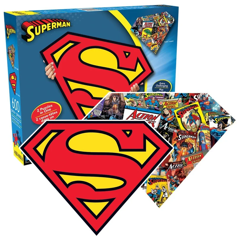 Superman Logo and Collage (2-Sided Shaped Puzzle)