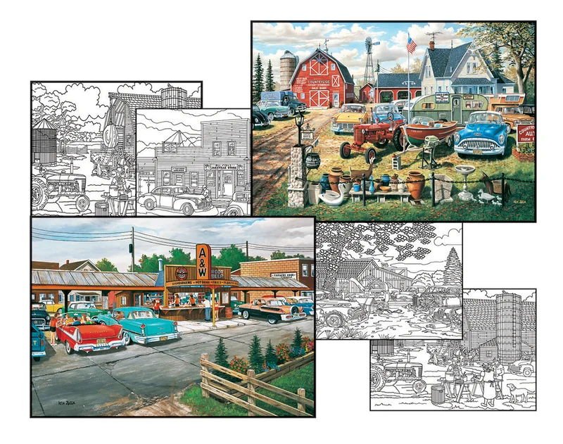 Out to Lunch + A Bumper Crop, Ken Zylla (2 Puzzles + 4 Coloring Pages)