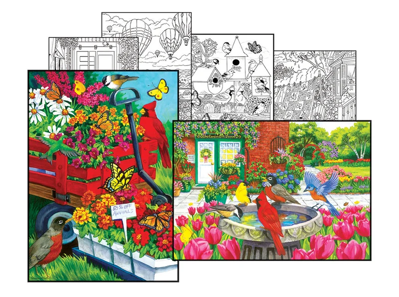 Friends at the Garden Shop + Red Wagon Sale, Nancy wernersbach (2 Puzzles + 4 Coloring Pages)