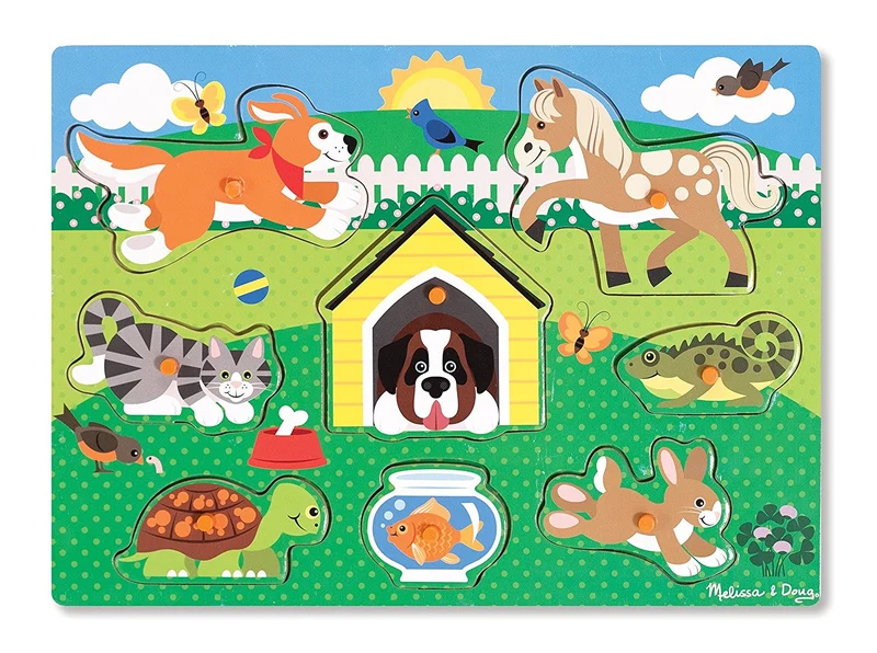 Pets - Wooden Peg Puzzle (Tray)