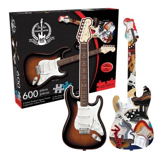 Fender - Stratocaster Guitar and Collage (2-Sided Shaped Puzzle)