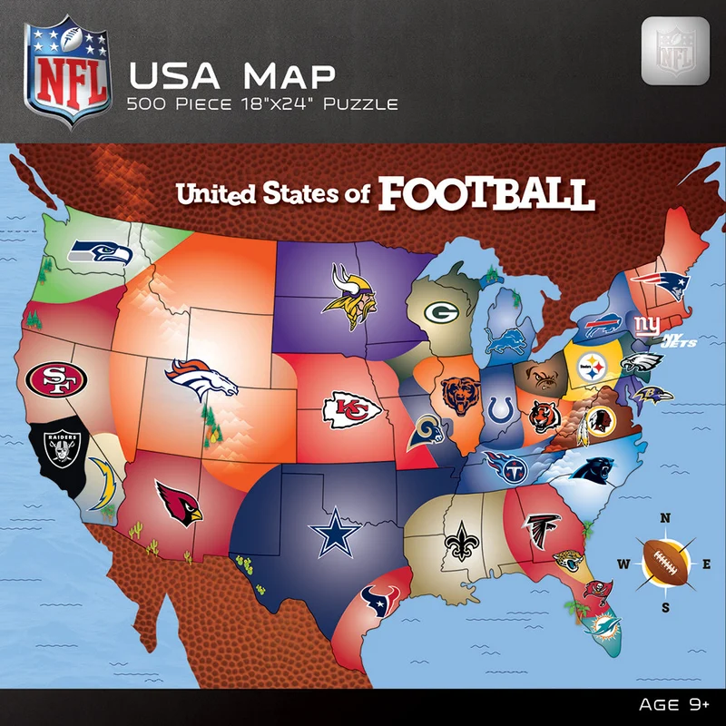 NFL United States of Football - USA Map, Sports Map