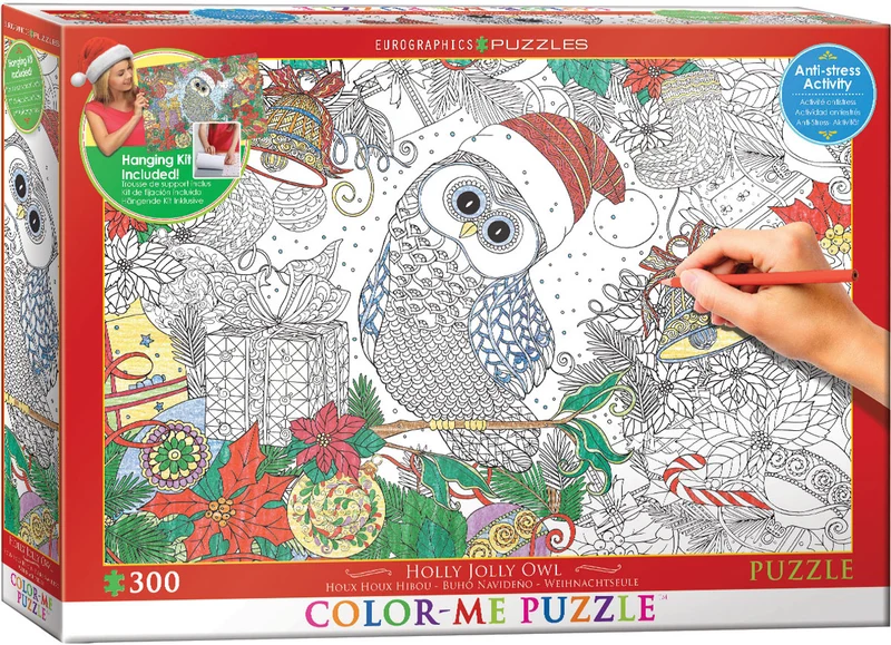 Holly Jolly Owl, Houx Houx Hibou (Color-Me Puzzle)