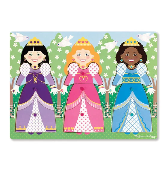 Princess Dress-Up Wooden Peg Puzzle (Tray)