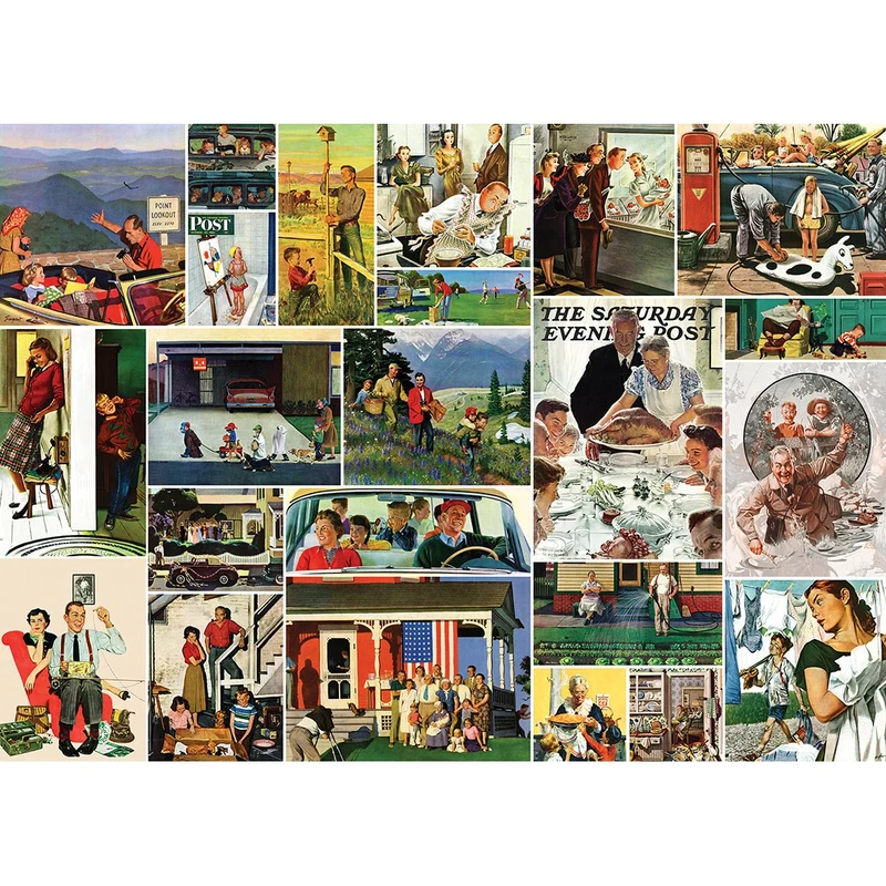 Family Time Collage, Norman Rockwell - The Saturday Evening Post