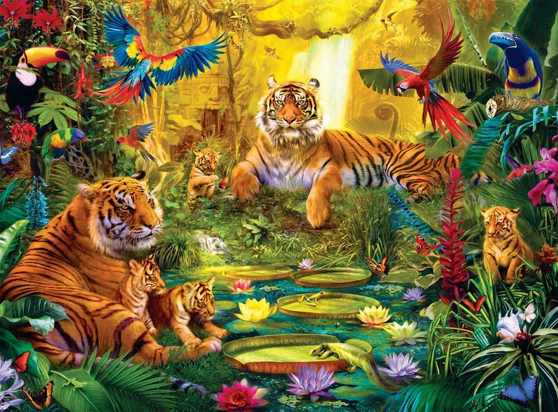 Tiger Family in the Jungle (Matte Finish)