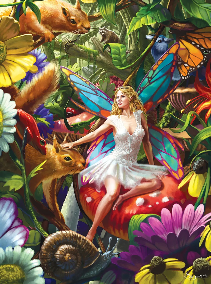 Summer Forest Fairy, Sergio Botero (Silver Foil Highlights)