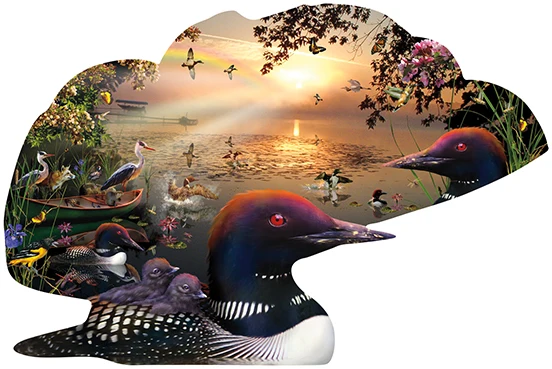 Loons At Sunrise (Shaped)